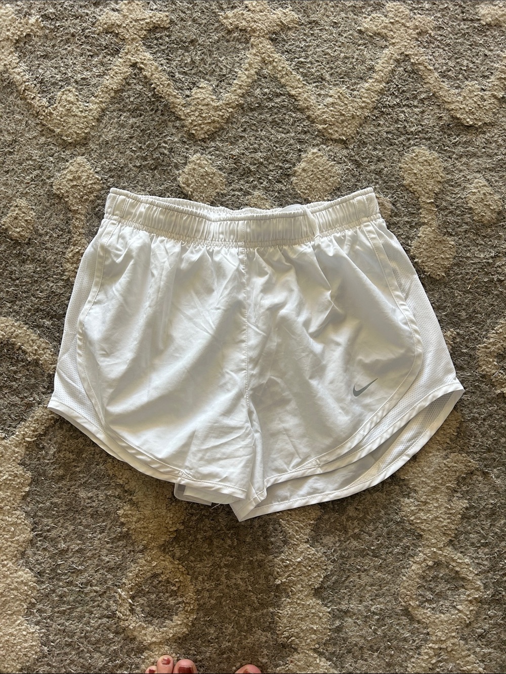 Nike White Athletic Running Shorts with Side Mesh Panels